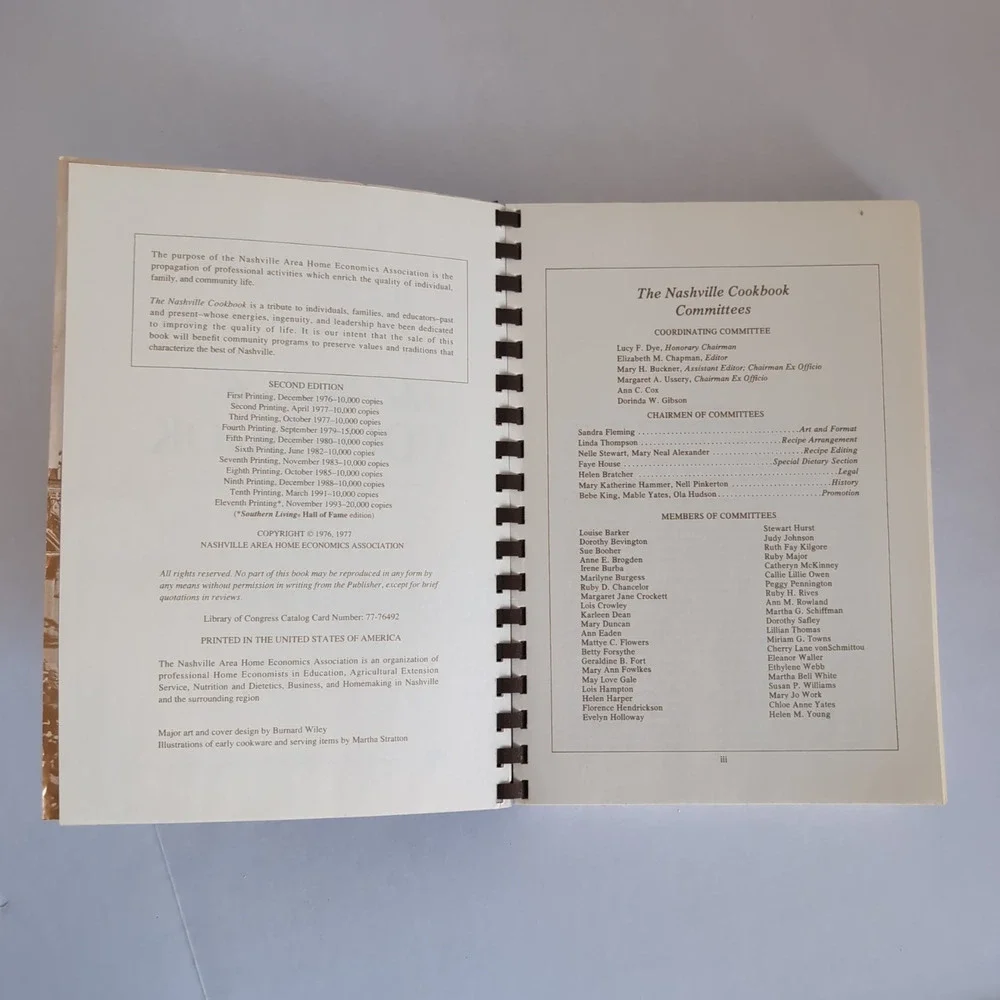 The Nashville Cookbook Spiral Bound Second Edition by Home Economics Association